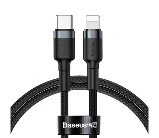 Кабель USB Baseus Cafule Cable Type-C to iP PD 18W 1m Gray+Black