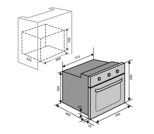 Вбудована духова шафа VENTOLUX EO60TC-6P BK