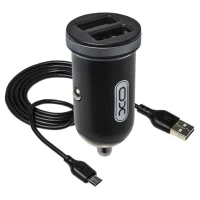 Автомобильное зарядное устройство XO TZ08 2.1A/2 USB + microUSB Black
