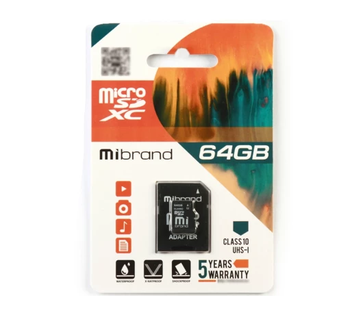 Карта памяти Mibrand microSD 64Gb class 10 (adapter SD)
