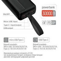 Внешний аккумулятор Colorway (CW-PB300LPC2BK-PD) 30000 mAh Black