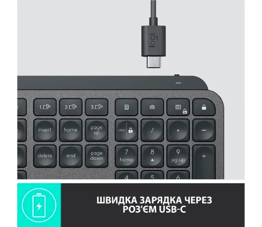 Клавіатура безпровідна Logitech MX Keys Advanced Graphite (920-009417)