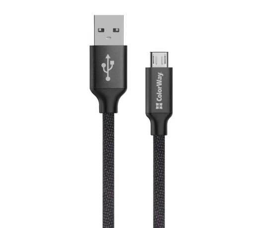 Кабель Colorway USB - MicroUSB 2.1А 1м Black (CW-CBUM002-BK)