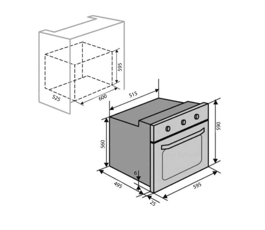 Вбудована духова шафа VENTOLUX EO60TC-6P FBG