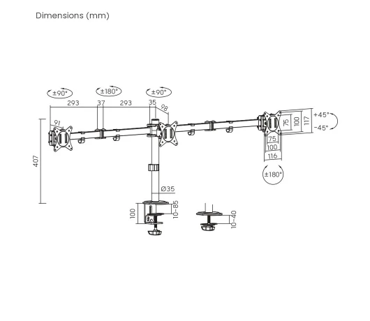 Кронштейн для монитора Brateck LDT66-C034