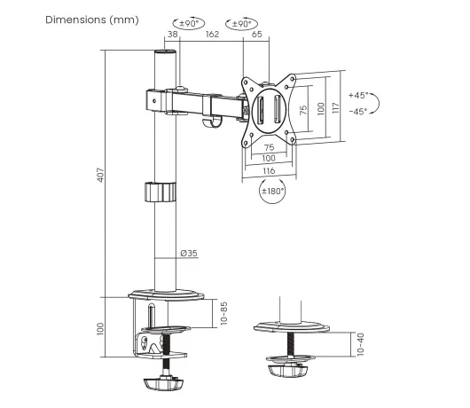 Кронштейн для монитора Brateck LDT66-C011