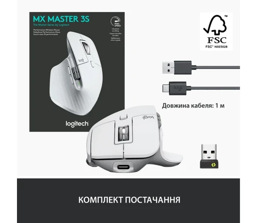 Мышь Logitech MX Master 3S Performance Wireless PaleGrey (910-006560)